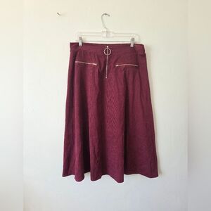 Burgundy Purple Corduroy Midi Skirt Autumn Cozy Fall Outfit Whimsygoth Forest XL